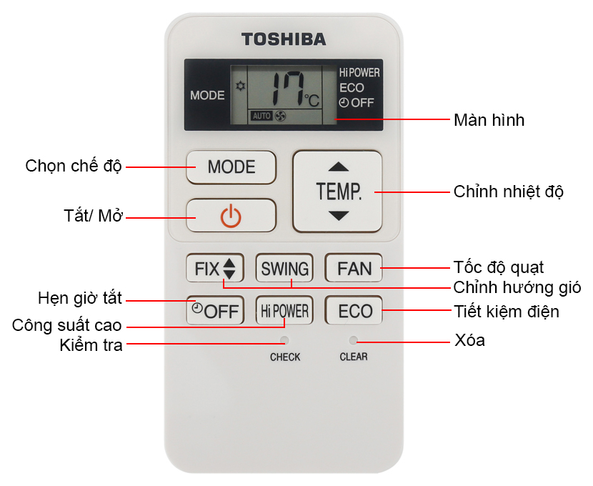 Remote máy lạnh toshiba 03